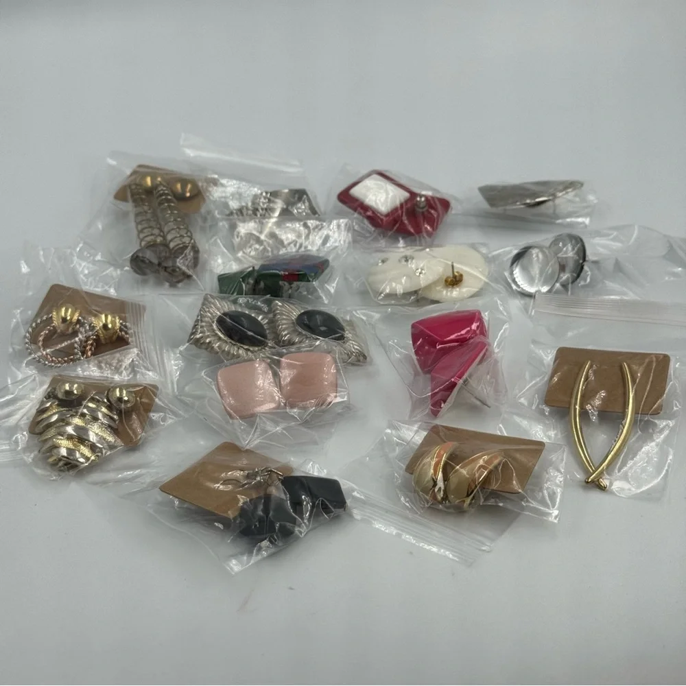 Earring Lot Mixed Styles For Pierced Ears Vintage to Modern Silver Gold Tone